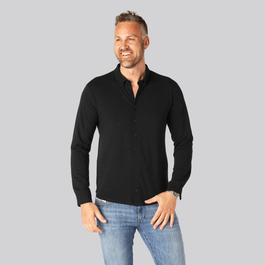 Bamboe poloshirt in zwart voor heren