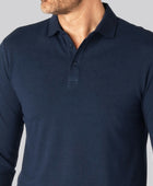 Herenpolo met lange mouwen van bamboe in marineblauw