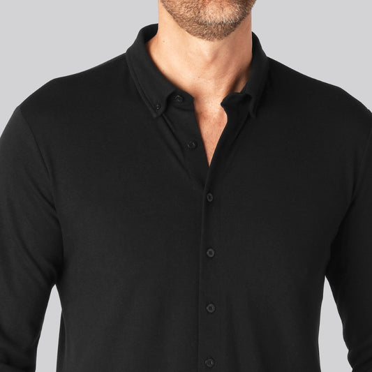 Bamboe poloshirt in zwart voor heren