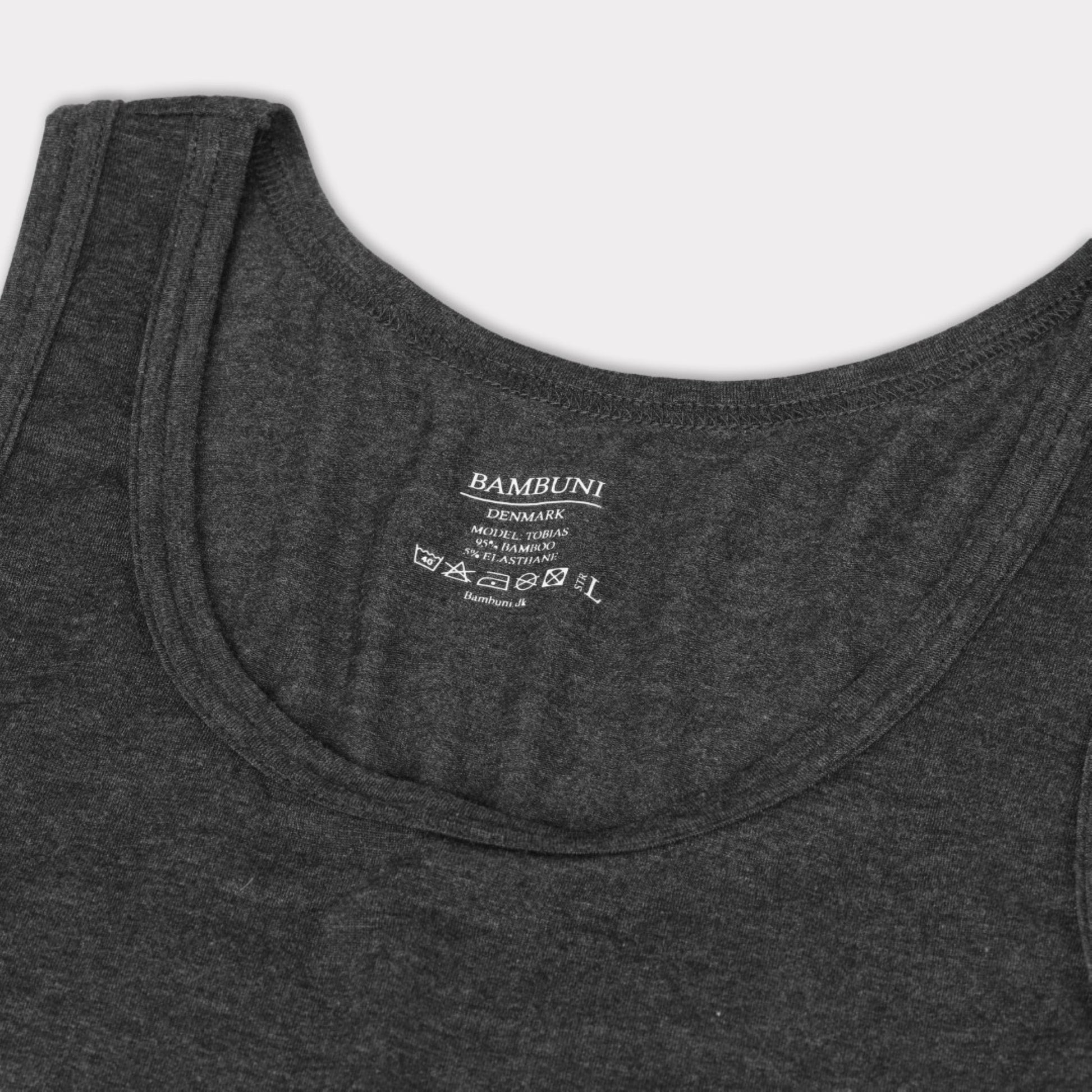 Nauwsluitend bamboe onderhemd in antracietgrijs voor heren