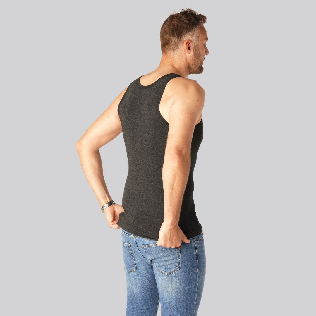 Nauwsluitend bamboe onderhemd in antracietgrijs voor heren