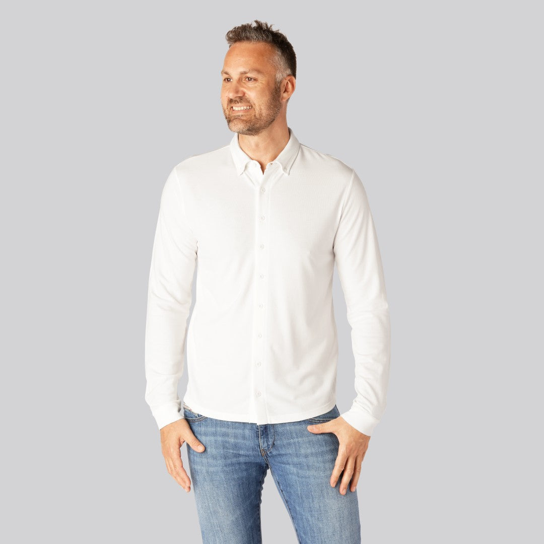 Bamboe poloshirt in wit voor heren