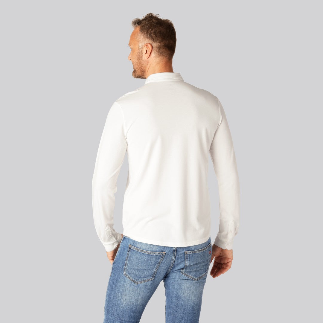 Bamboe poloshirt in wit voor heren