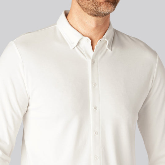 Bamboe poloshirt in wit voor heren