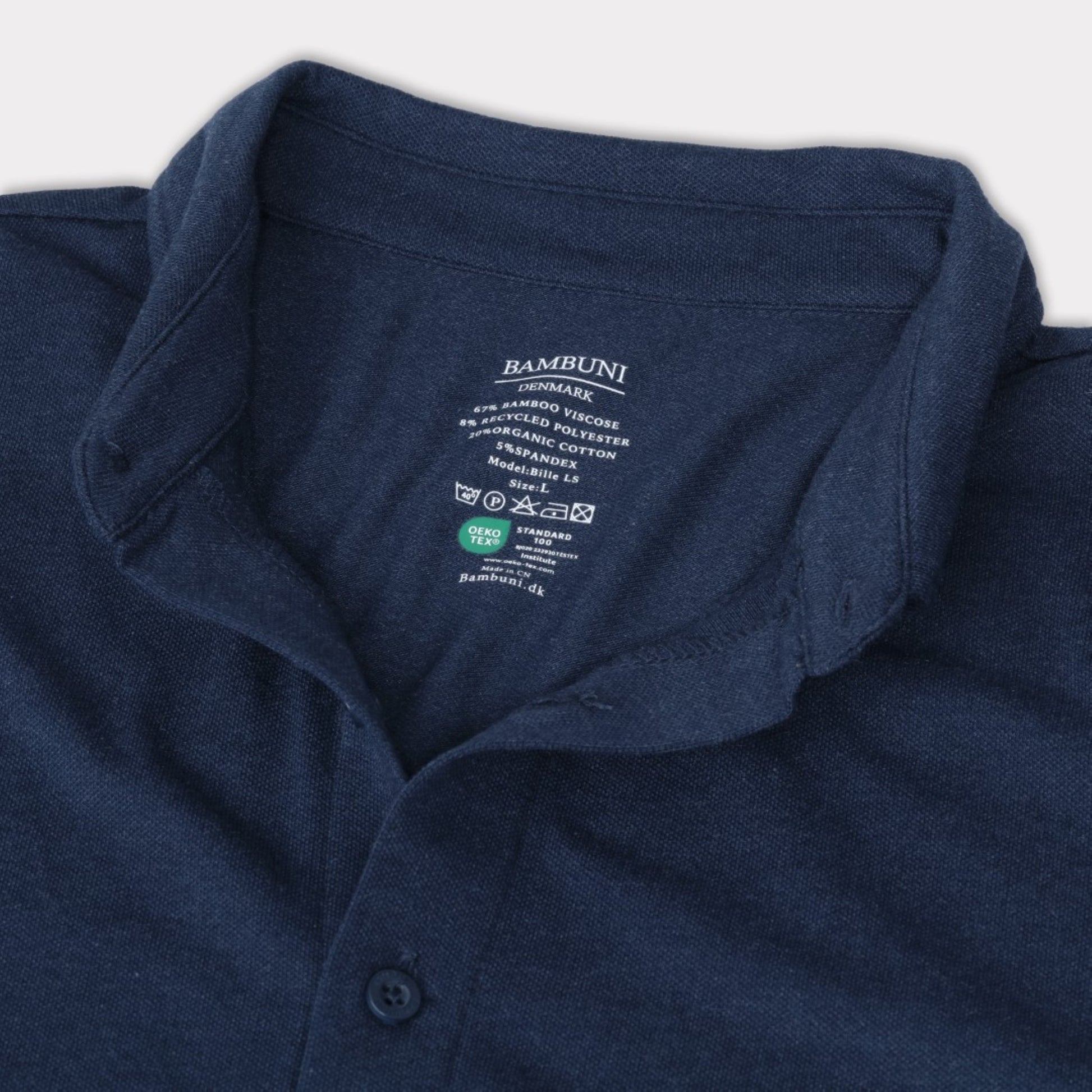 Herenpolo van bamboe in marineblauw