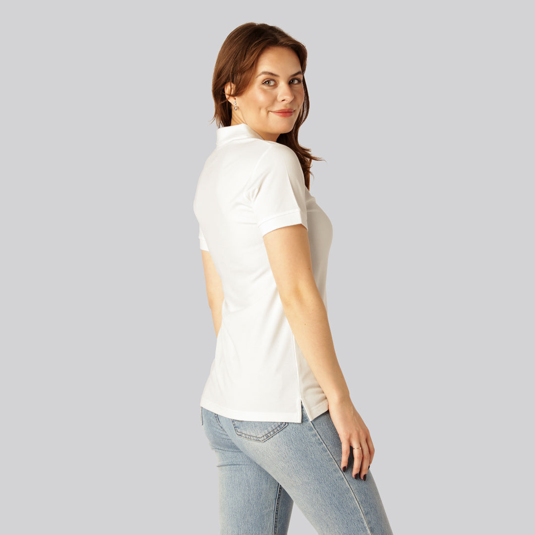 Witte bamboe polo voor dames