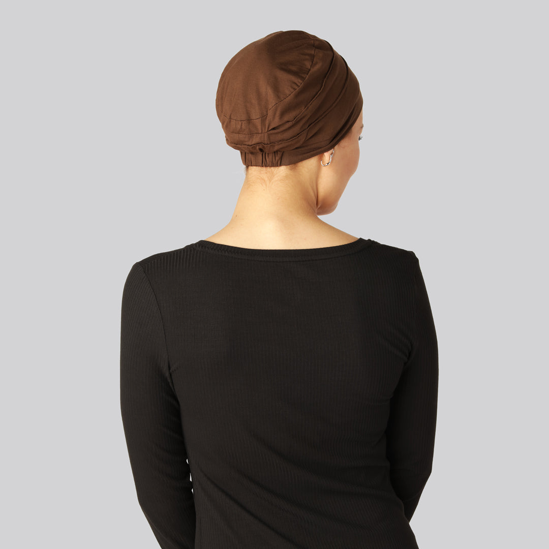 Klassieke bamboe tulband in bruin voor dames