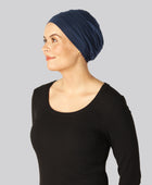 Klassieke bamboe tulband in marineblauw voor dames