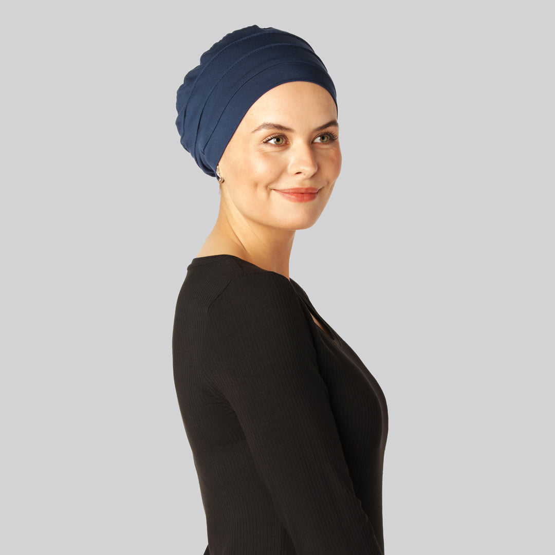 Klassieke bamboe tulband in marineblauw voor dames