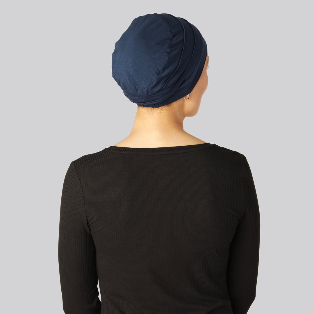 Klassieke bamboe tulband in marineblauw voor dames