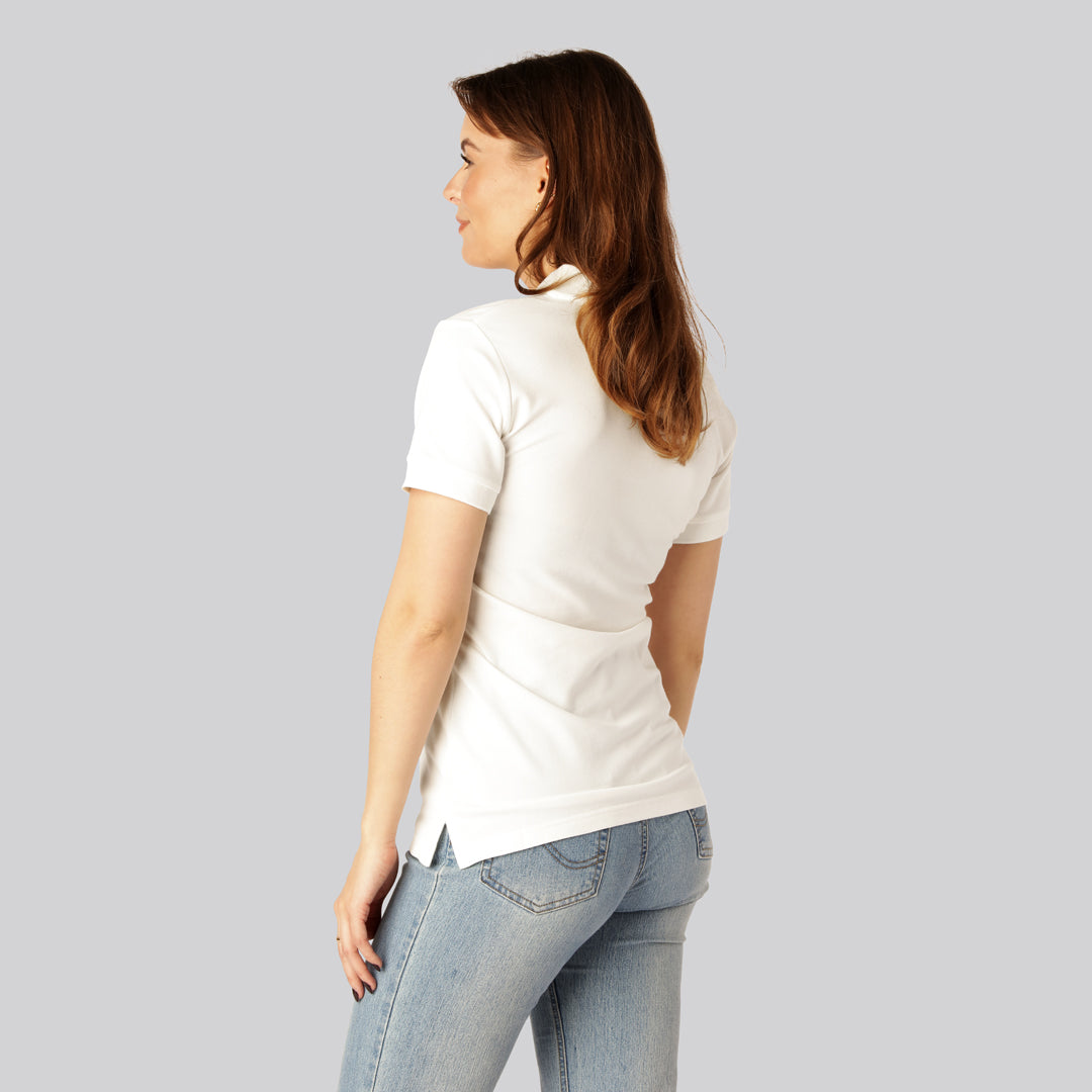 Witte bamboe polo voor dames