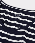 Jurk met lange mouwen en bamboestrepen in marineblauw/wit voor dames