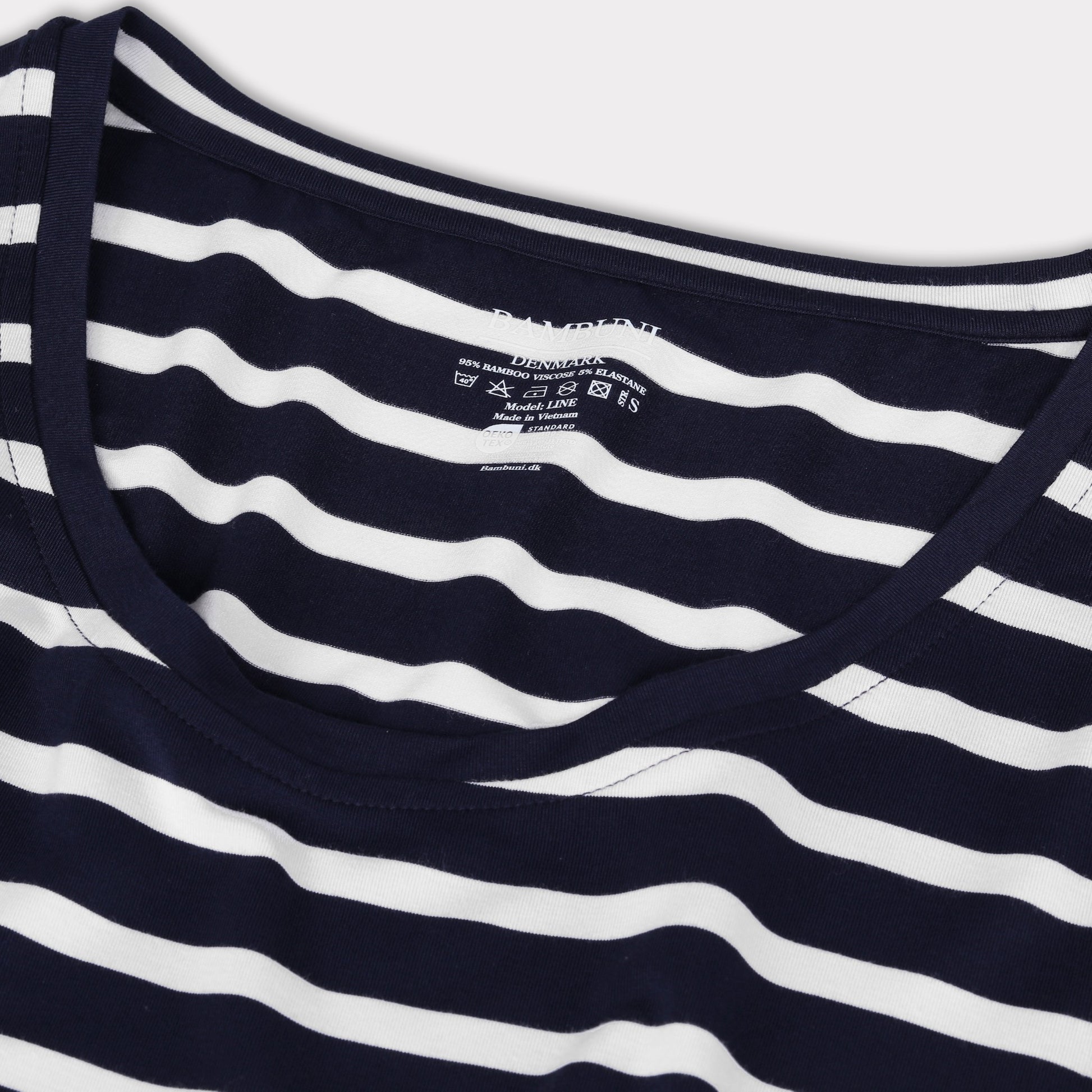 Jurk met lange mouwen en bamboestrepen in marineblauw/wit voor dames