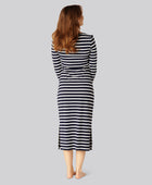 Jurk met lange mouwen en bamboestrepen in marineblauw/wit voor dames