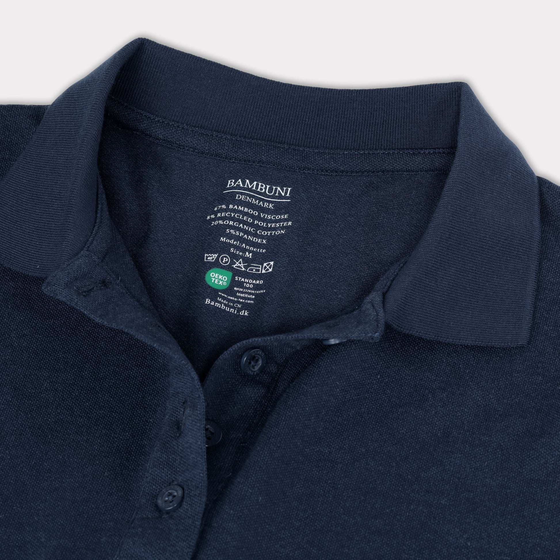 Bamboe poloshirt in marineblauw voor dames