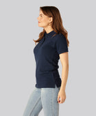 Bamboe poloshirt in marineblauw voor dames