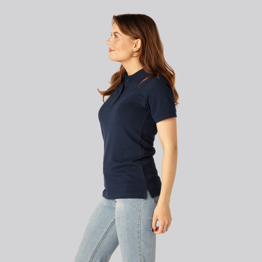 Bamboe poloshirt in marineblauw voor dames