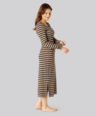 Jurk met lange mouwen en bamboestrepen in beige/zwart voor dames