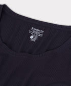 Bamboe jurk met lange mouwen en ribboord in zwart voor dames