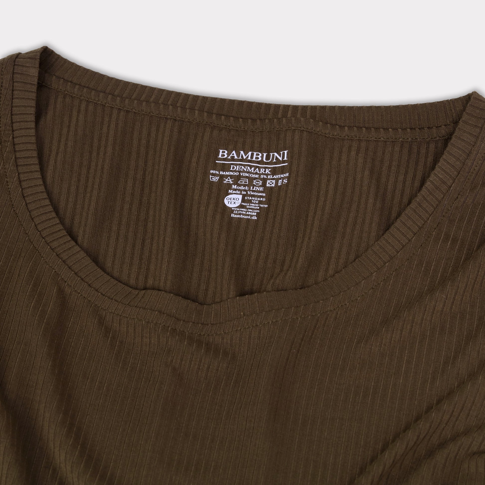 Bamboe ribjurk met lange mouwen in bruin voor dames