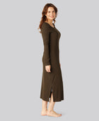 Bamboe ribjurk met lange mouwen in bruin voor dames