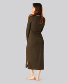 Bamboe ribjurk met lange mouwen in bruin voor dames