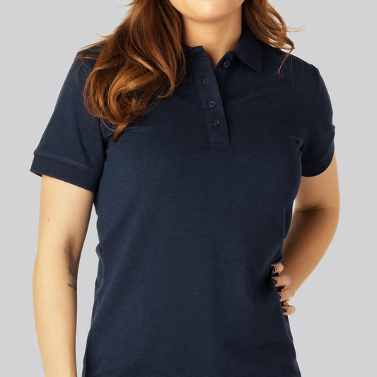Bamboe poloshirt in marineblauw voor dames
