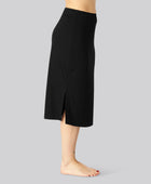 Bamboe ribrok in zwart voor dames