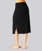 Bamboe ribrok in zwart voor dames