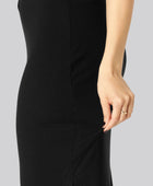 Bamboe ribrok in zwart voor dames