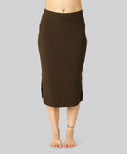 Bamboe ribrok in bruin voor dames