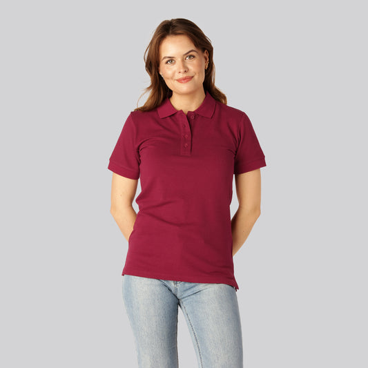 Damespolo van bamboe in bordeauxrood.