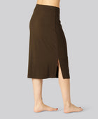 Bamboe ribrok in bruin voor dames