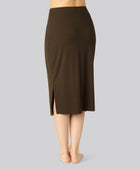 Bamboe ribrok in bruin voor dames