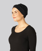 Gedraaide bamboe tulband in zwart voor vrouwen