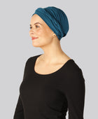 Gedraaide bamboe tulband in blauw voor vrouwen