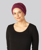 Gedraaide bamboe tulband in bordeauxrood voor vrouwen