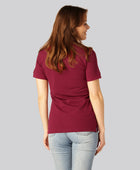 Damespolo van bamboe in bordeauxrood.