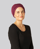 Gedraaide bamboe tulband in bordeauxrood voor vrouwen