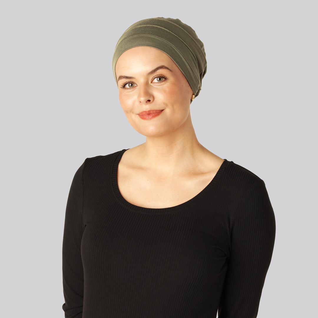 Klassieke bamboe tulband in olijfgroen voor dames