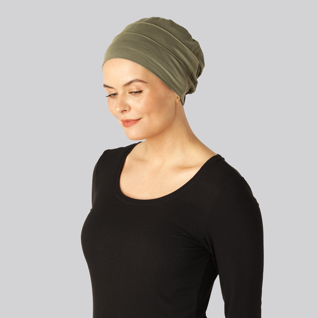 Klassieke bamboe tulband in olijfgroen voor dames