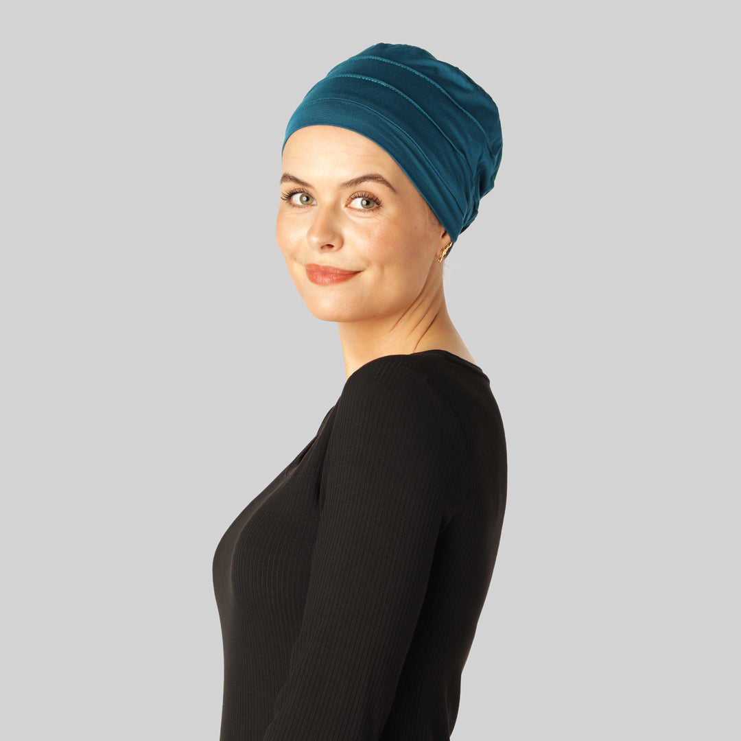 Klassieke bamboe tulband in blauw voor dames