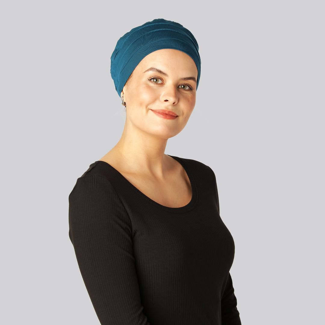 Klassieke bamboe tulband in blauw voor dames