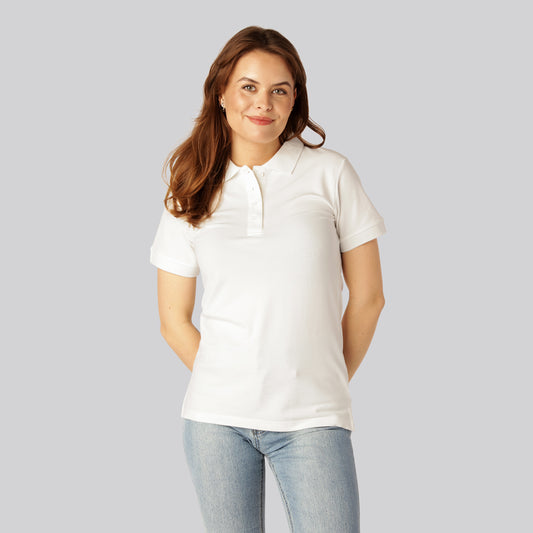 Witte bamboe polo voor dames