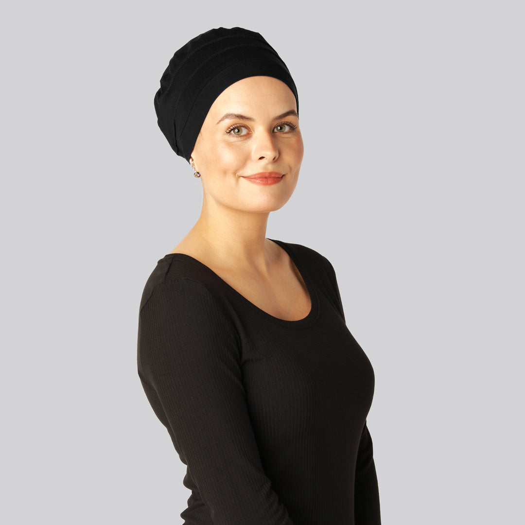 Klassieke bamboe tulband in zwart voor dames