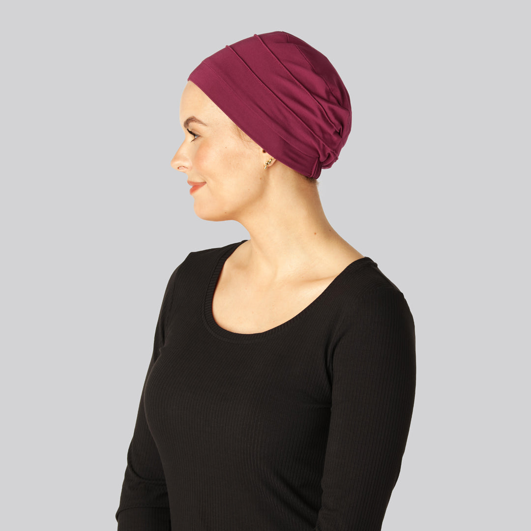 Klassieke bamboe tulband in bordeauxrood voor dames