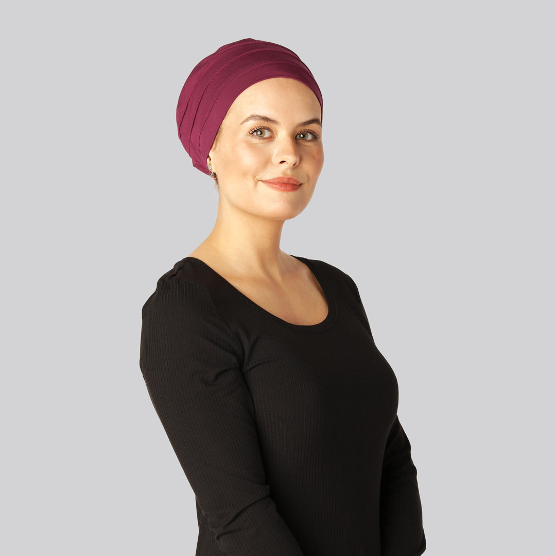 Klassieke bamboe tulband in bordeauxrood voor dames