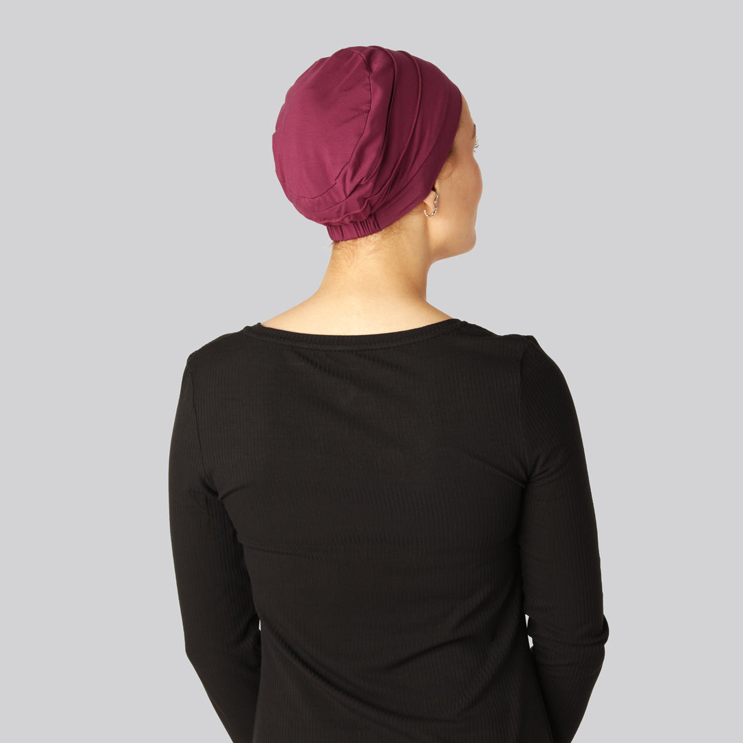 Klassieke bamboe tulband in bordeauxrood voor dames