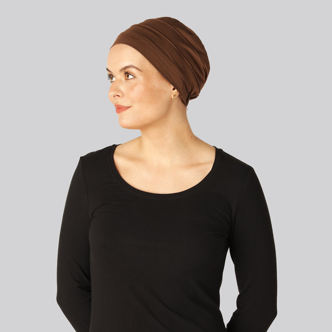 Klassieke bamboe tulband in bruin voor dames