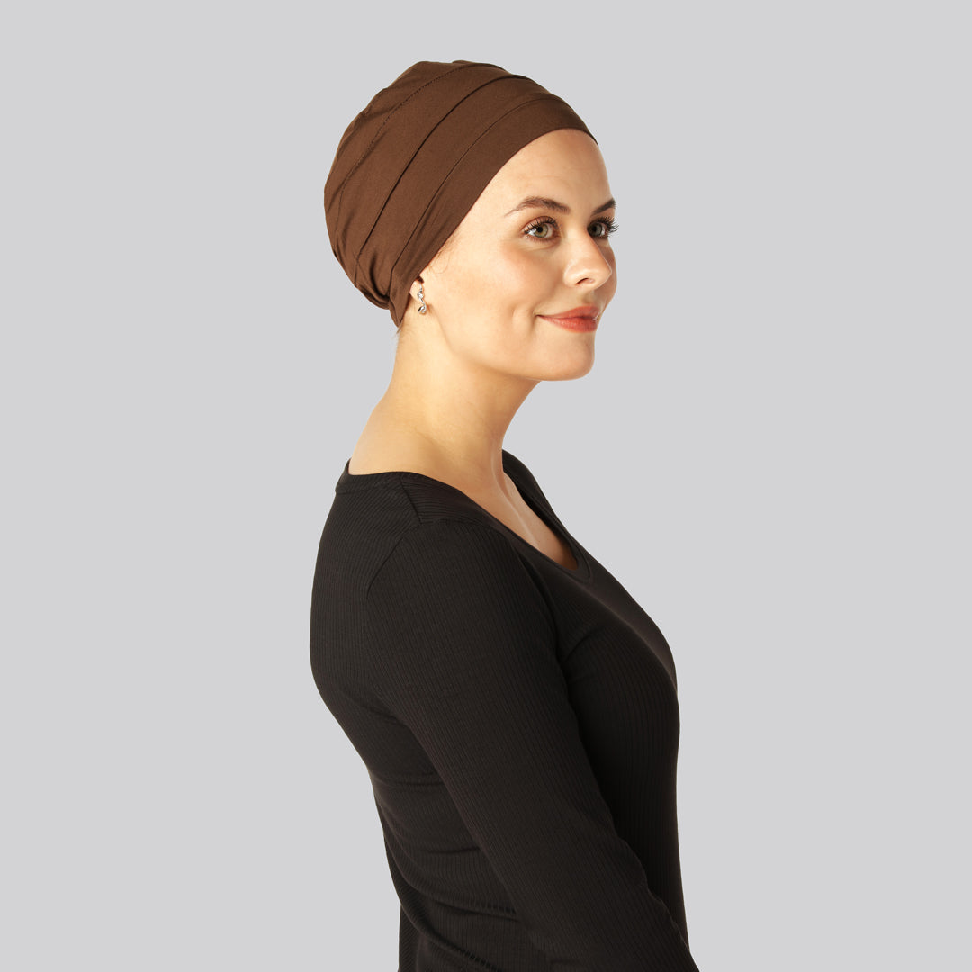 Klassieke bamboe tulband in bruin voor dames